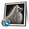 Starlit Beaded White Wolf Special Shaped 5D DIY Partial Drill Diamond Painting Kits for Adults Beginners Home Decor Diamonds Dots Gem Art Kits 11.81 X11.81inch