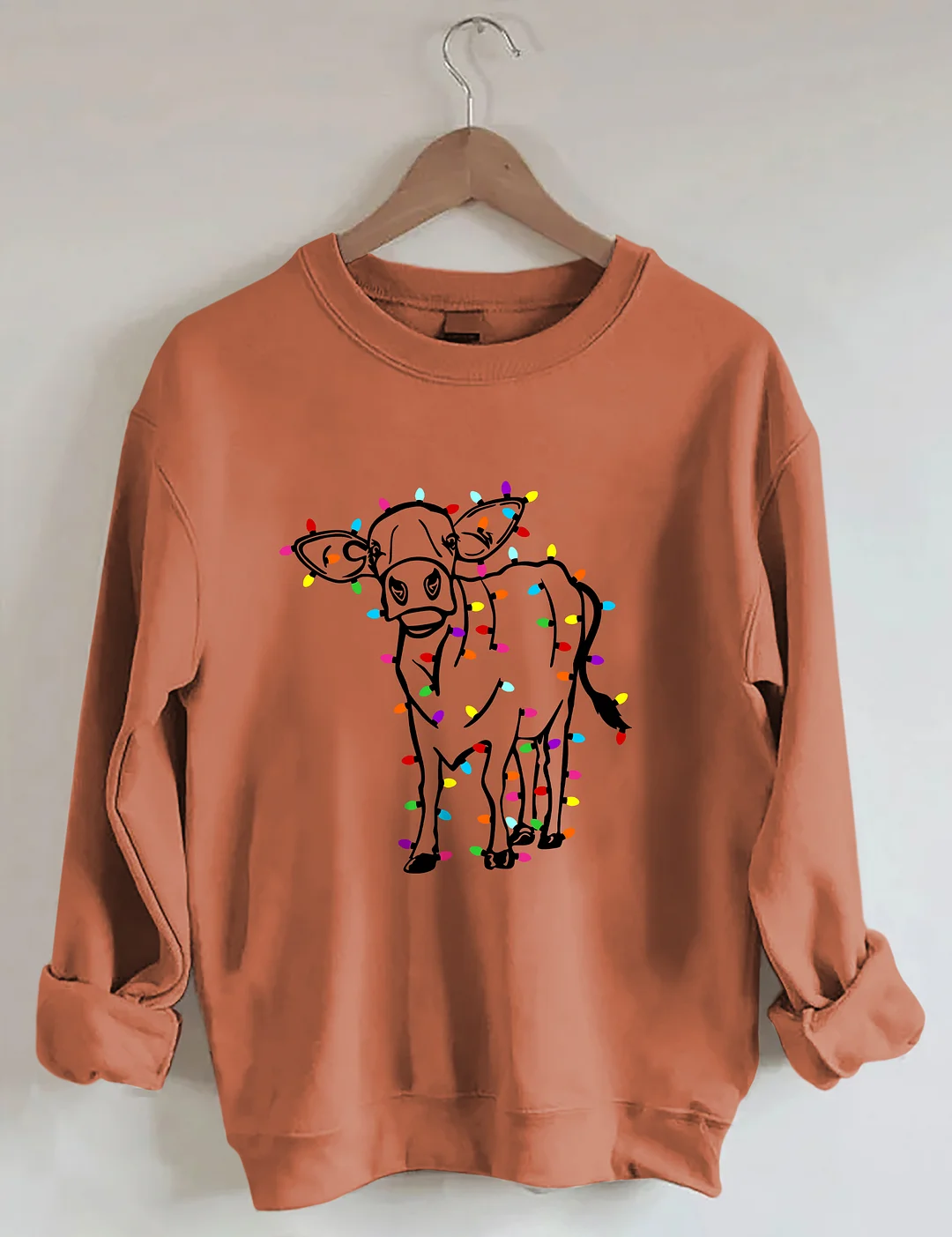 Cute Cow Christmas Lights Sweatshirt