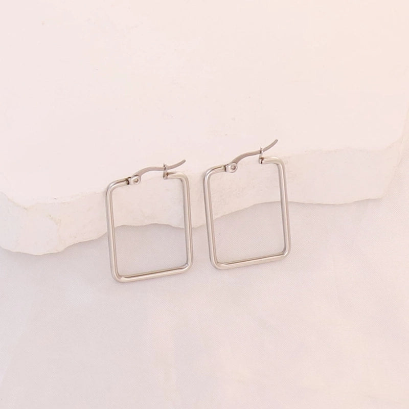 Minimalist Pentagram Oval Flower 304 Stainless Steel Stainless Steel Earrings