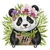 (US Local)Panda Theme Wood DIY Diamond Painting Hooks Home Decor Craft Kit for Wall Decor