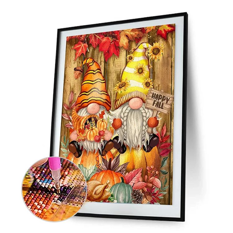 Handmade DIY Full Round Drill Diamond Painting 5D Pumpkin Gnome Poster Kit -629123