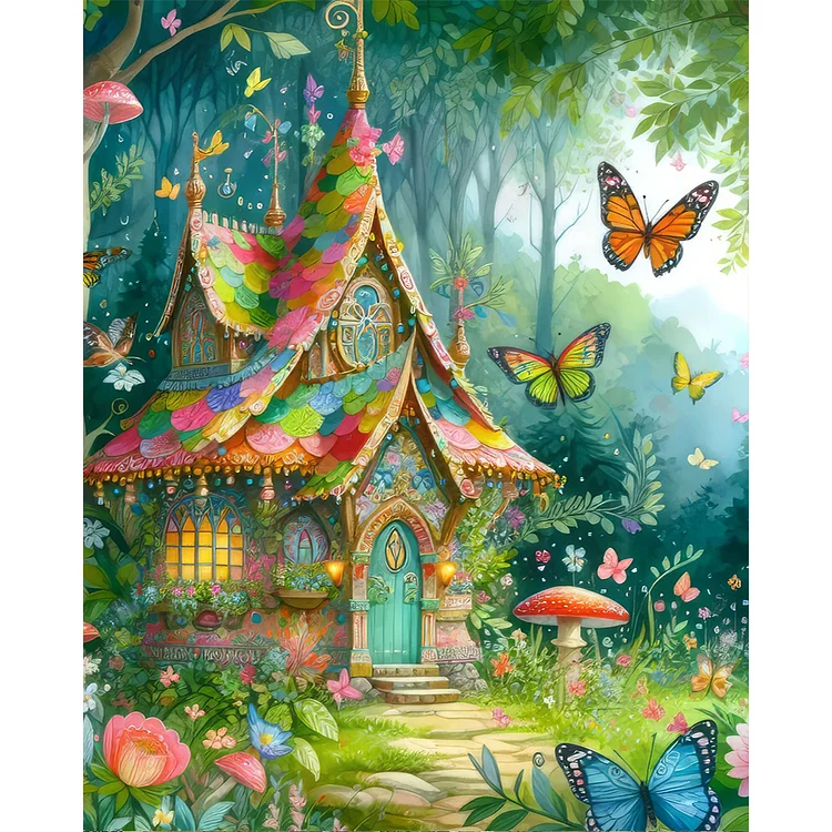 Forest Cabin·House Construction 40*50CM (Canvas) Full Round Drill Diamond Painting gbfke