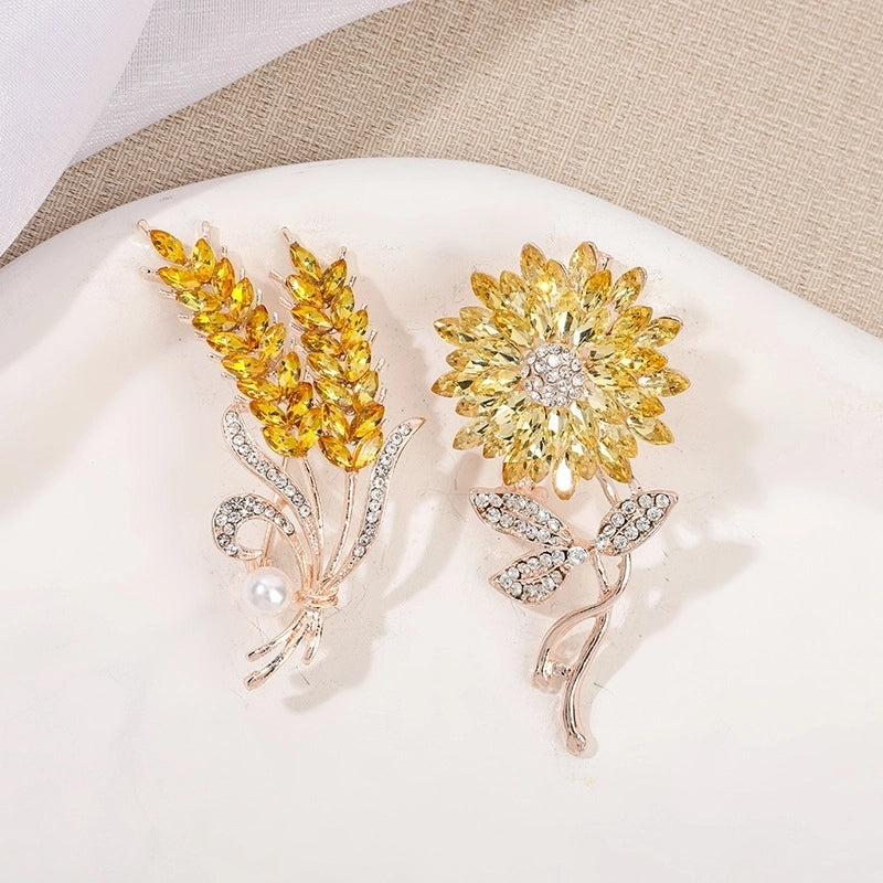 Minimalist Pin Flower Alloy Inlay Zircon Women's Brooches