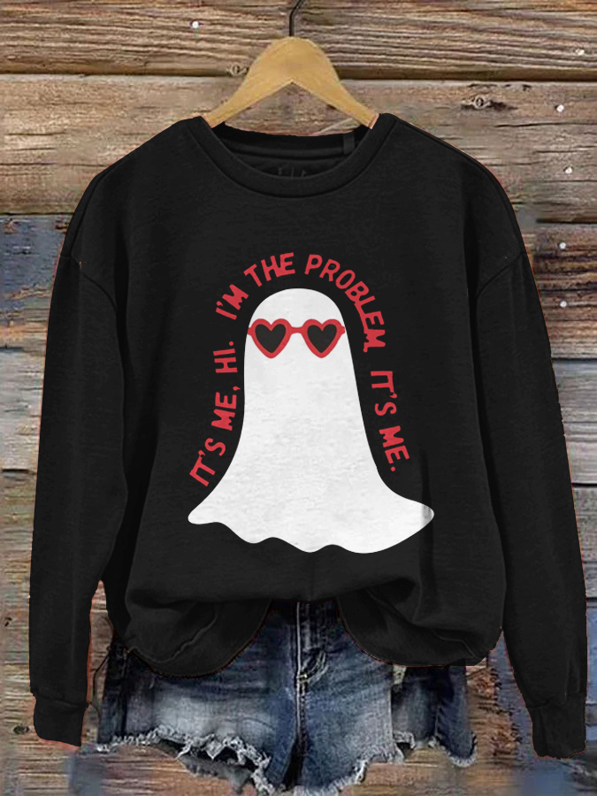 It's Me Hi I'm The Problem It's Me Lyric Print Ghost Sweatshirt