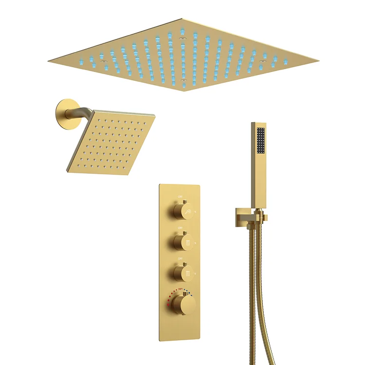 EVERSTEIN Luxury Thermostatic Shower System in Brushed Gold SFS-1034-GD12