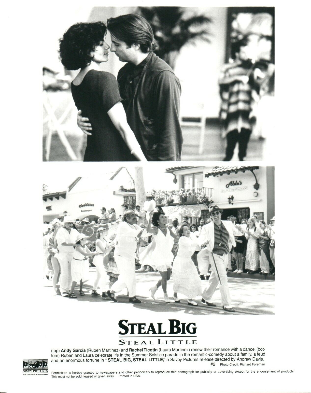 ANDY GARCIA RACHEL TICOTIN Movie STEAL BIG STEAL LITTLE 8x10 Promo Press Photo Poster painting