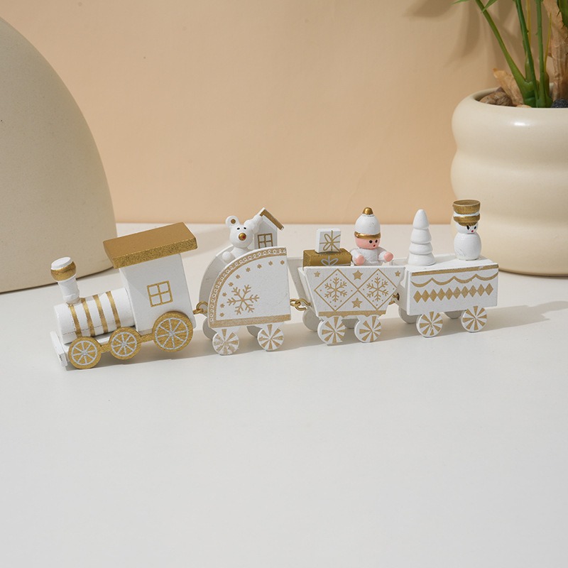 Tegooe Classic Wooden Christmas Train Ornament - Tabletop Holiday Decor