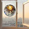 (18.5cm)DIY Acrylic Jigsaw Puzzle Window Hanging with Hanging Chain DIY Stained Glass Decoration Round Window Puzzle Decor for DIY Craft Project (Sunrise)