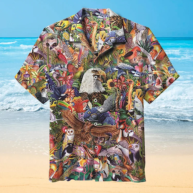 Retro animals birds Hawaiian Shirt