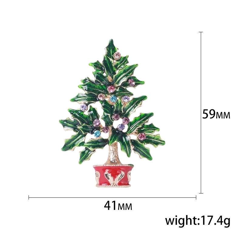Fashion Pin Christmas Tree Alloy Inlay Rhinestones Women’S Brooches