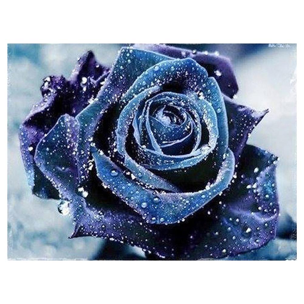 

25*20CM - Blue Rose - Round Drill Diamond Painting, 501 Original
