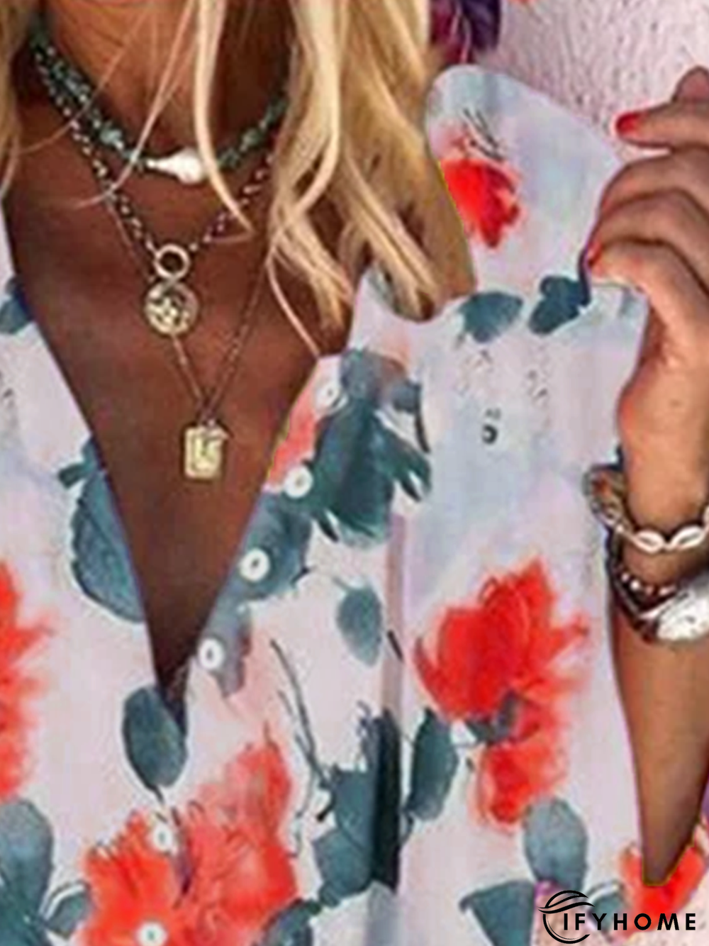 Boho Long Sleeve Floral Shift Blouse | IFYHOME