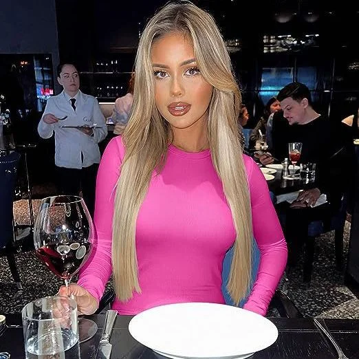 Uveng Round Neck Stretch Bottoming Shirt Blouses