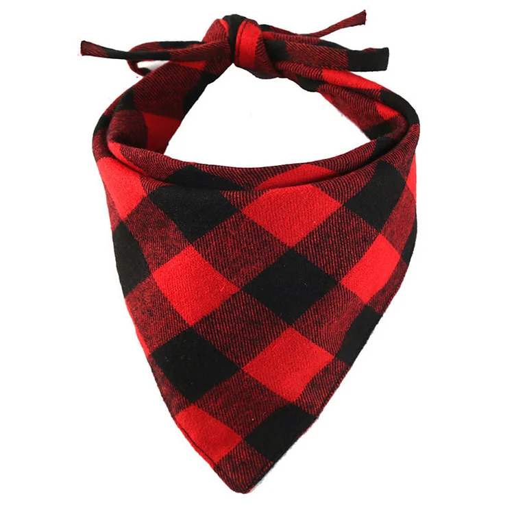 Classic Christmas Red Buffalo Plaid Dog Bandanas