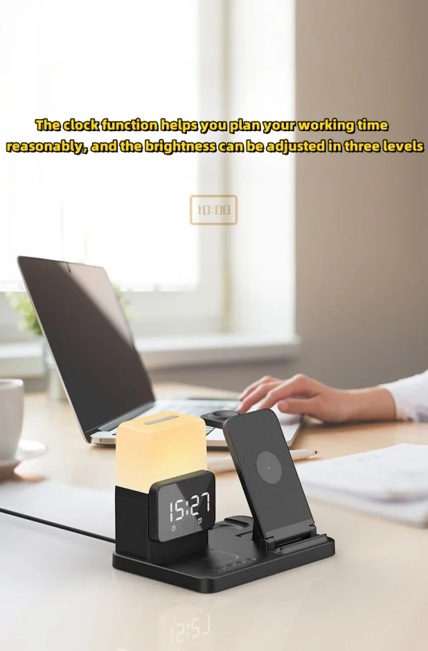 Desktop Folding Mobile Phone Holder Ambient Night Light Six-in-one Wireless Cord Charger
