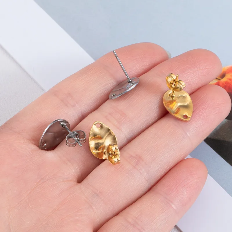 10 PCS/Package 12 * 9mm Hole 1~1.9mm 304 Stainless Steel Geometric Polished Earring Findings Jewelry Accessories