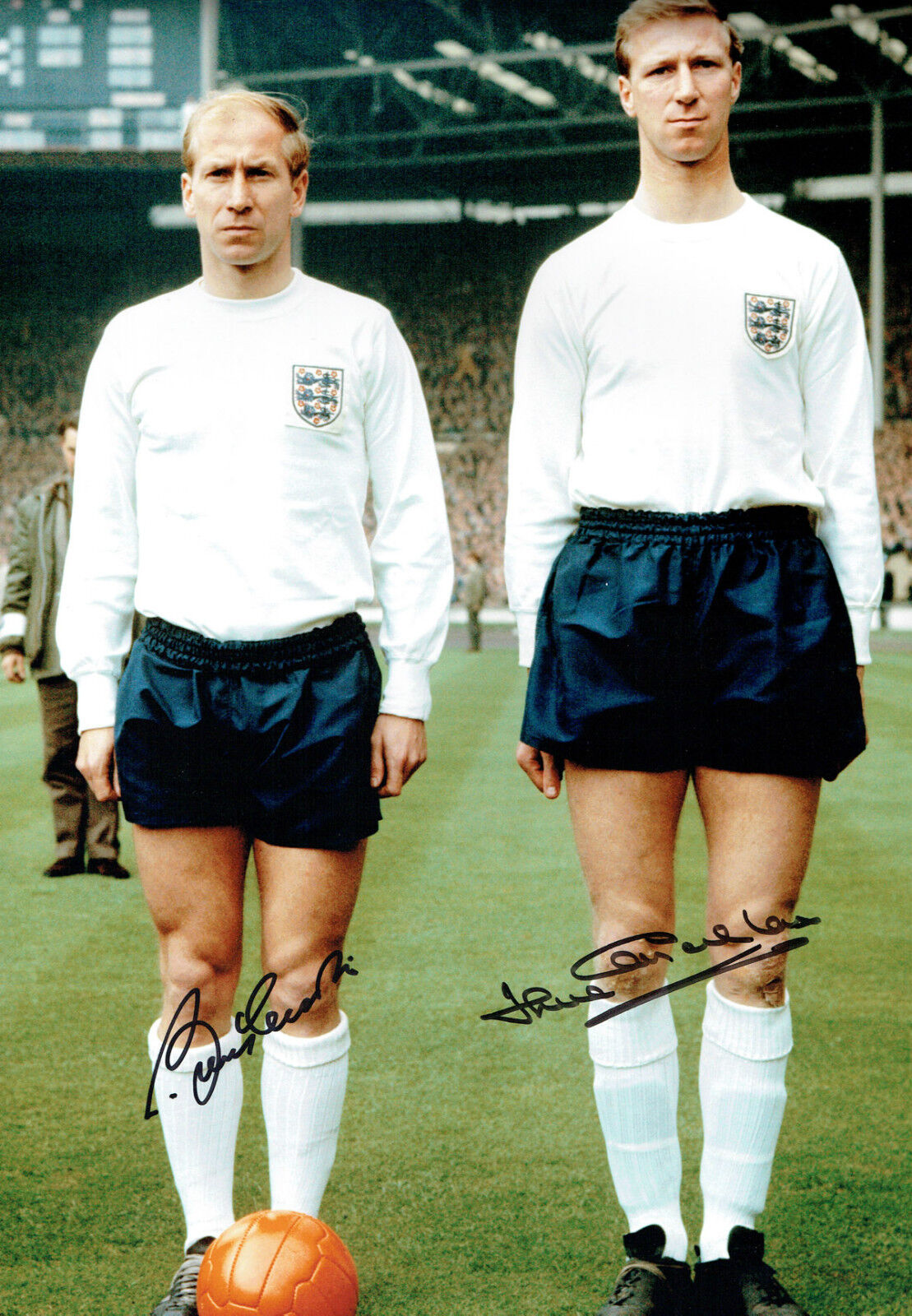 Bobby & Jack CHARLTON Signed England 1966 18x12 Autograph Photo Poster painting AFTAL RD COA