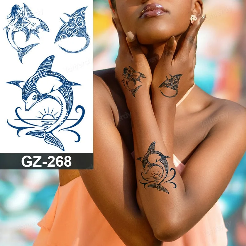 Waterproof Temporary Juice ink Sticker Triangle Star Words Feather Natural Fruit Gel Long lasting Tattoo Art for Men Women Arm