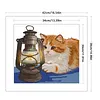 Orange Cat and Kerosene Lamp Partial Stamped Cross Stitch Kit 14CT 2 Strands 42x38cm