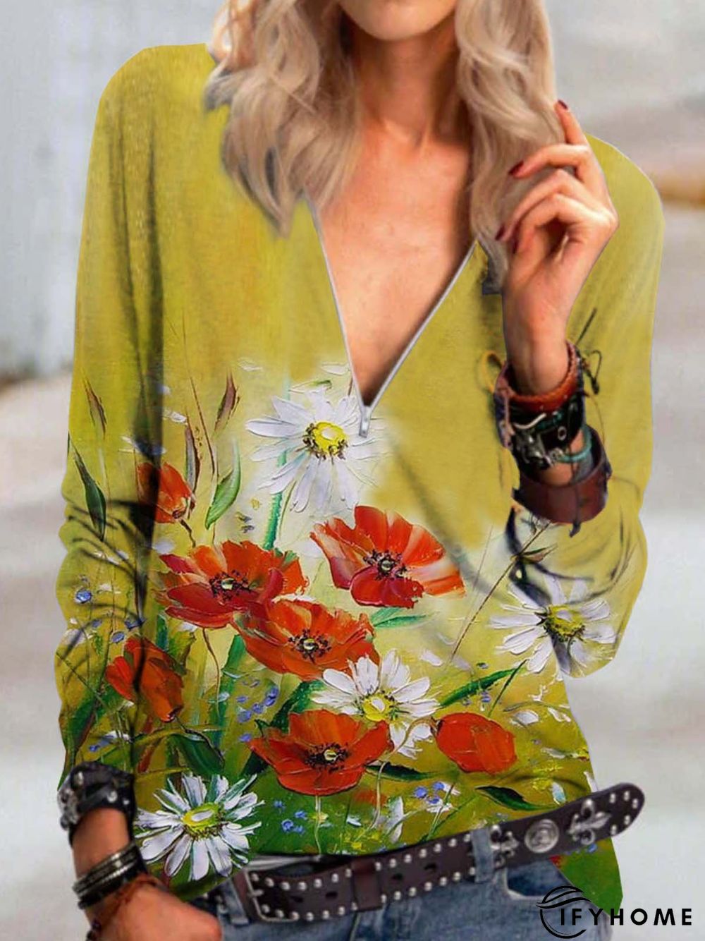 Floral Long Sleeve Printed Top | IFYHOME