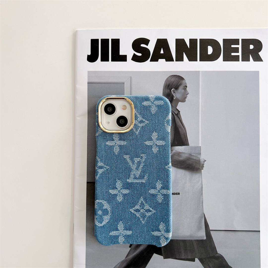LV Monogram Denim Jacquard Fabric Apple iPhone Case