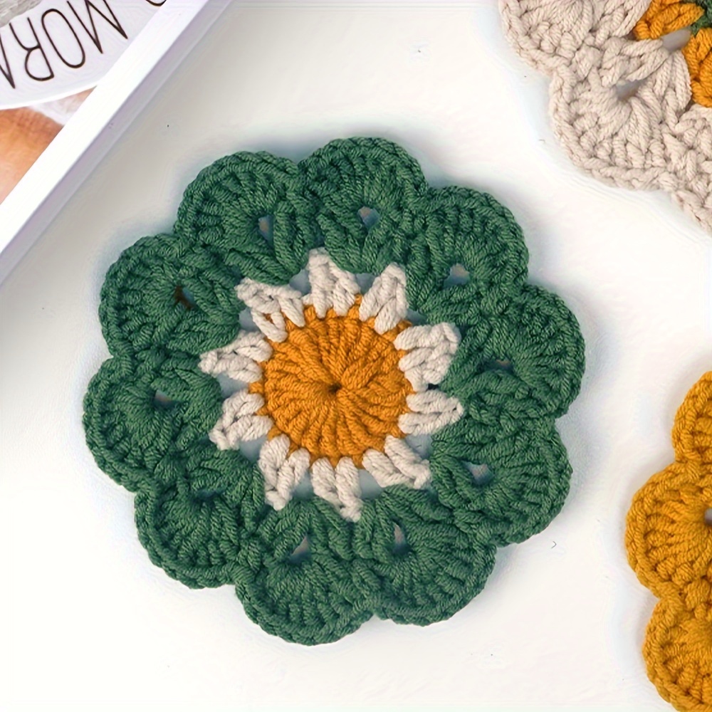 Handcrafted Crochet Coasters - Rustic Country Style, Vintage Aristocratic Vase Mat & Dining Table Pad, Knitted Cotton Crafts for Home Decor