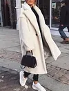 Fashion Solid Color Long Sleeves Lapel Collar Buttoned Lambskin Coat
