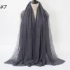 Pleated Linen Cotton Scarf Woolen Edge Women Hijab Shawl