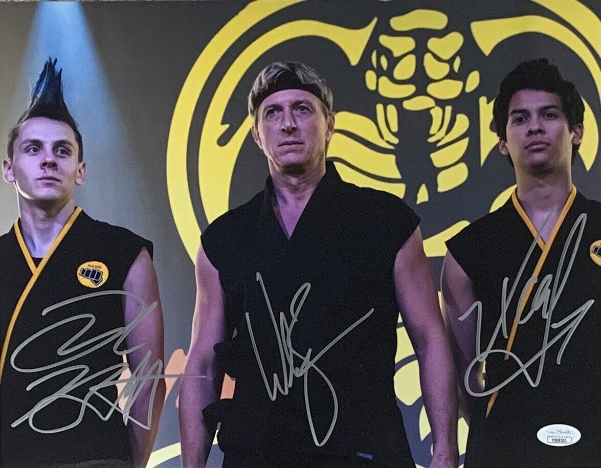 William Zabka, Xolo Mariduena, & Jacob Bertrand Cobra Kai Autographed 11x14 JSA