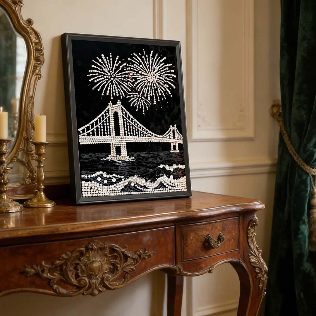 Bridge DIY Pearl Painting Art Kits Pearl Gem Paintings Picture Arts Craft 30x40cm for Adults Beginners Home Wall Decor No Frame