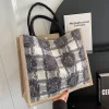 Casual Plaid Design Daily Canvas Tote Bag