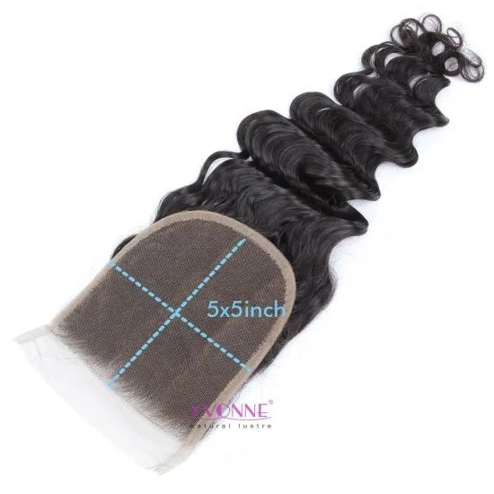 Yvonne Hair Brazilian Hair Curly 5x5inch Lace Closure Free Part Swiss Lace Virgin Human Hair Closure With Baby Hair
