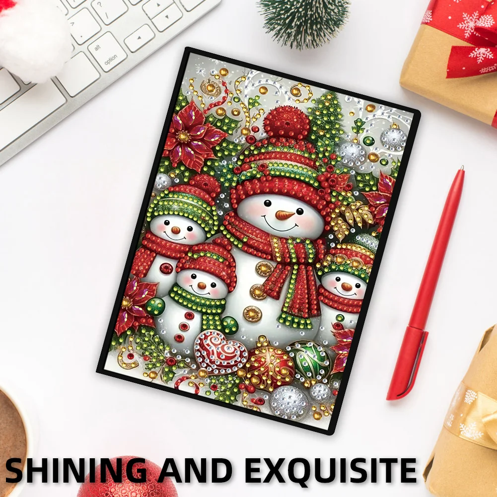 50-Page A5 Snowman Diamond Painting Notebook for Adult Holiday Birthday Gift