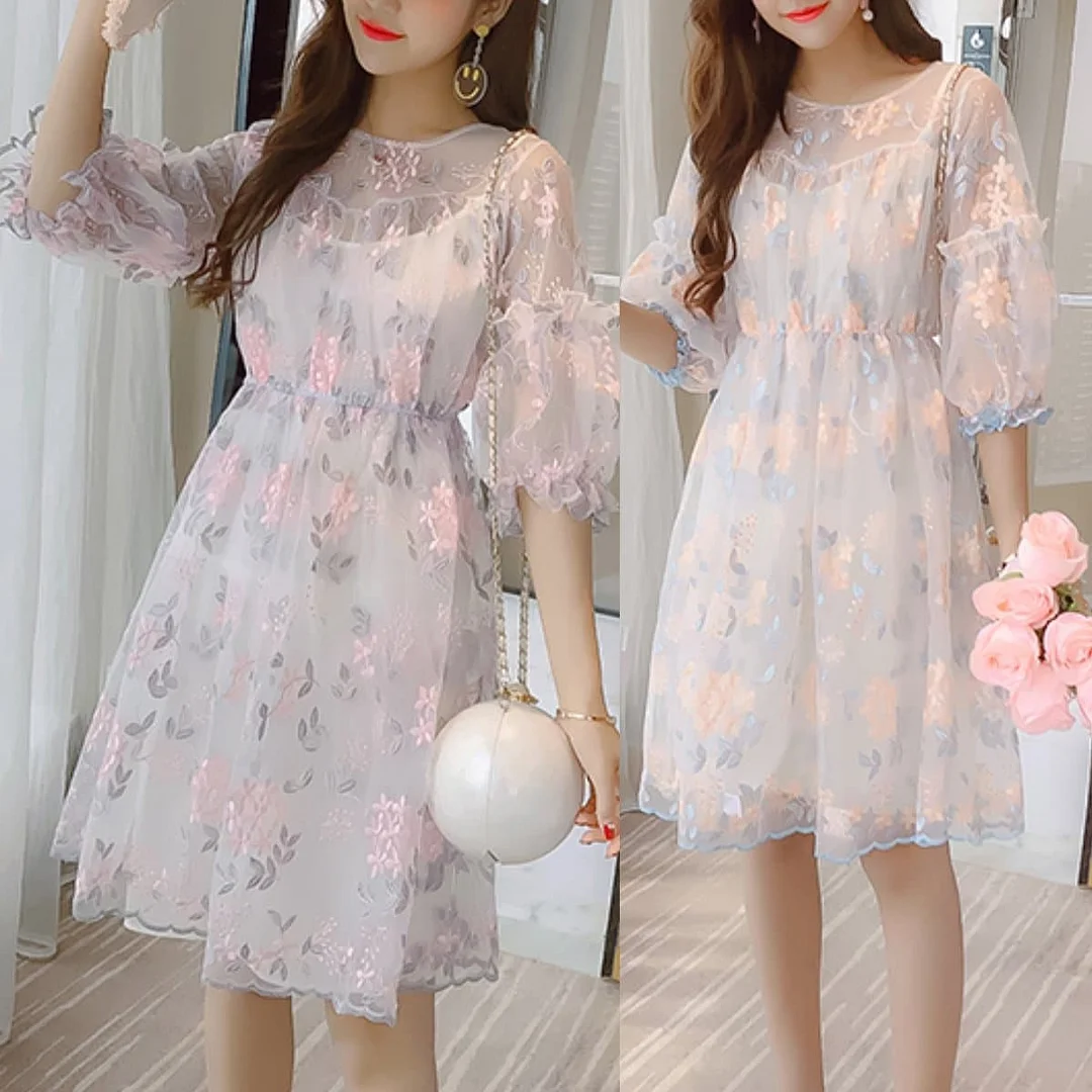 Pink/Orange Fairy Flower Tulle Dress SP1812531