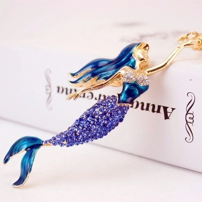Korean Creative Cute Diamond Mermaid Rhinestone Keychain