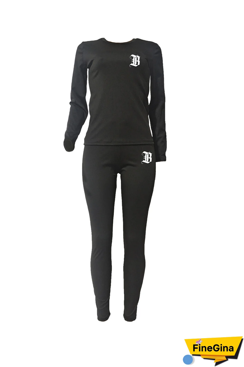 Burgundy Casual Print Patchwork O Neck Long Sleeve Two Pieces