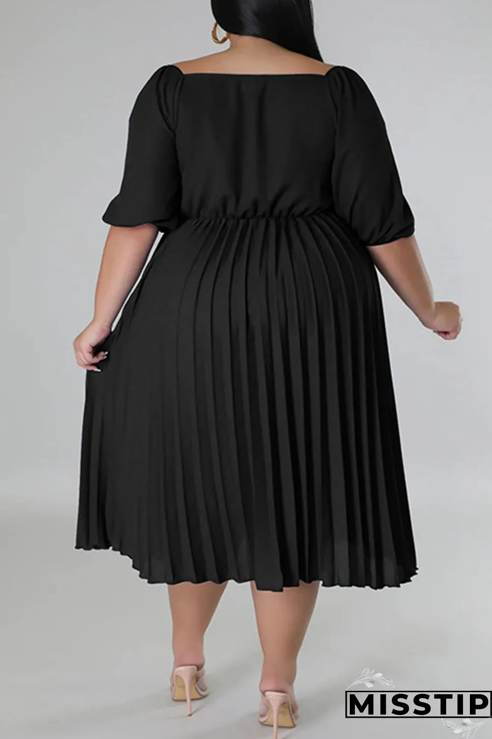 White Casual Solid Patchwork Fold V Neck Straight Plus Size Dresses
