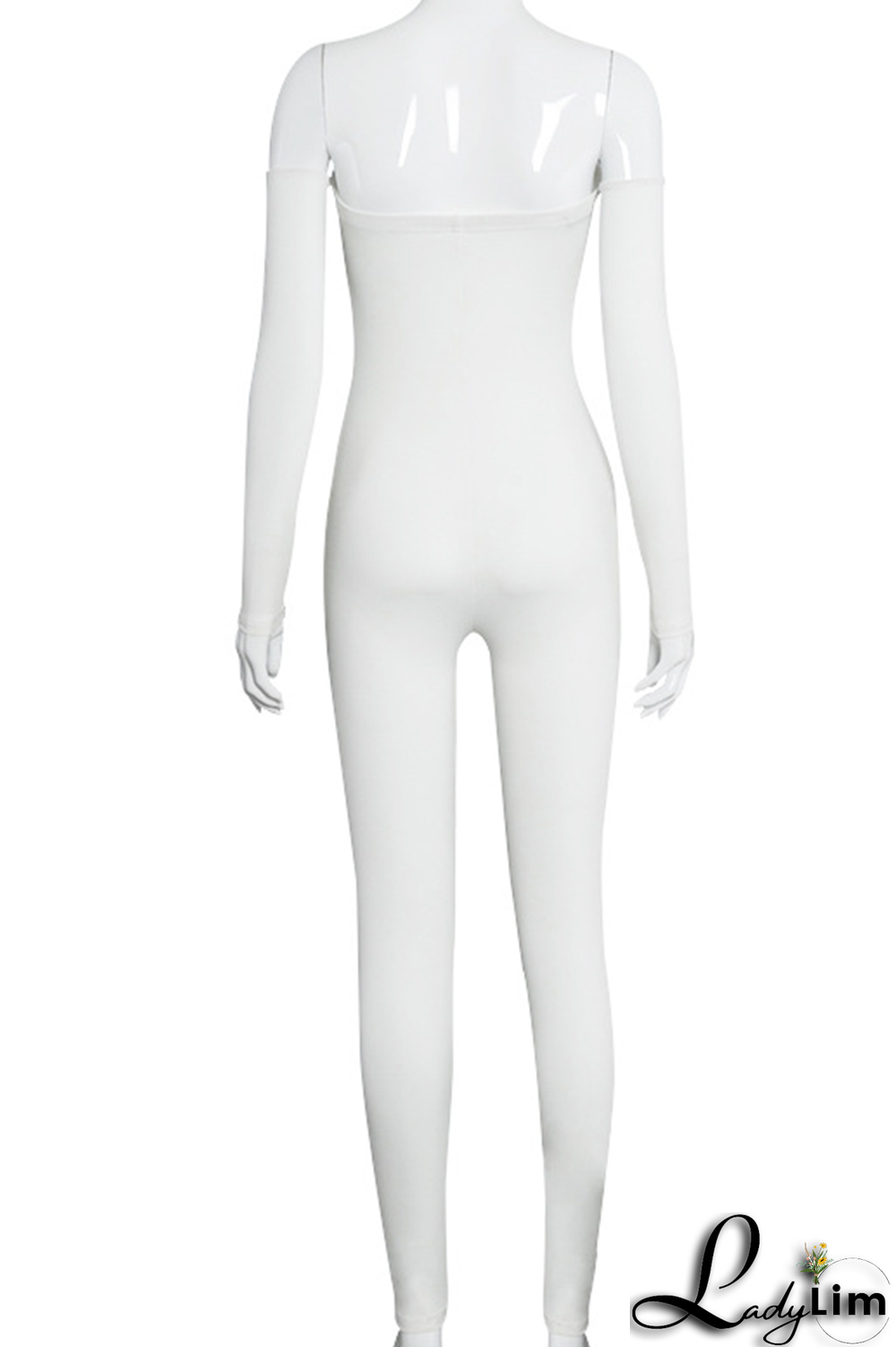 Grey Sexy Solid Split Joint Off the Shoulder Skinny Jumpsuits