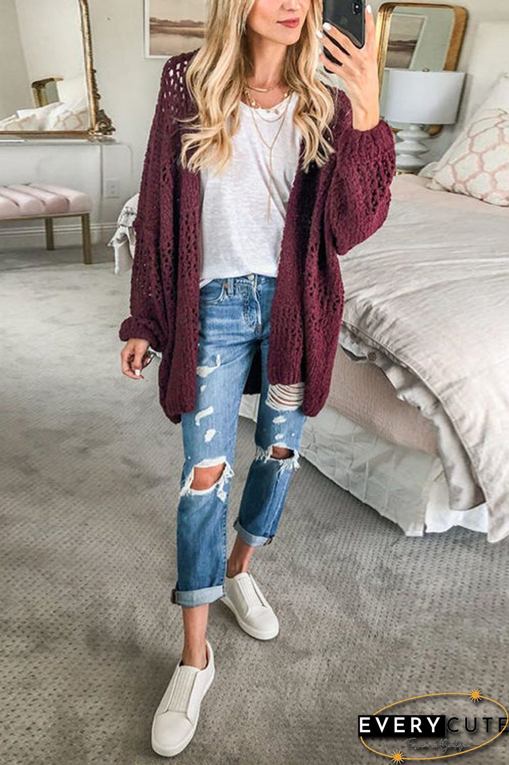 Crochet Knit Loose Cardigan
