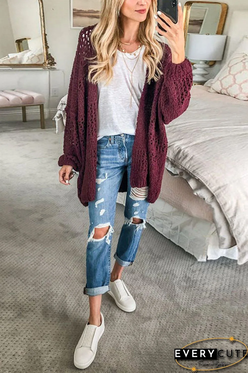 Crochet Knit Loose Cardigan