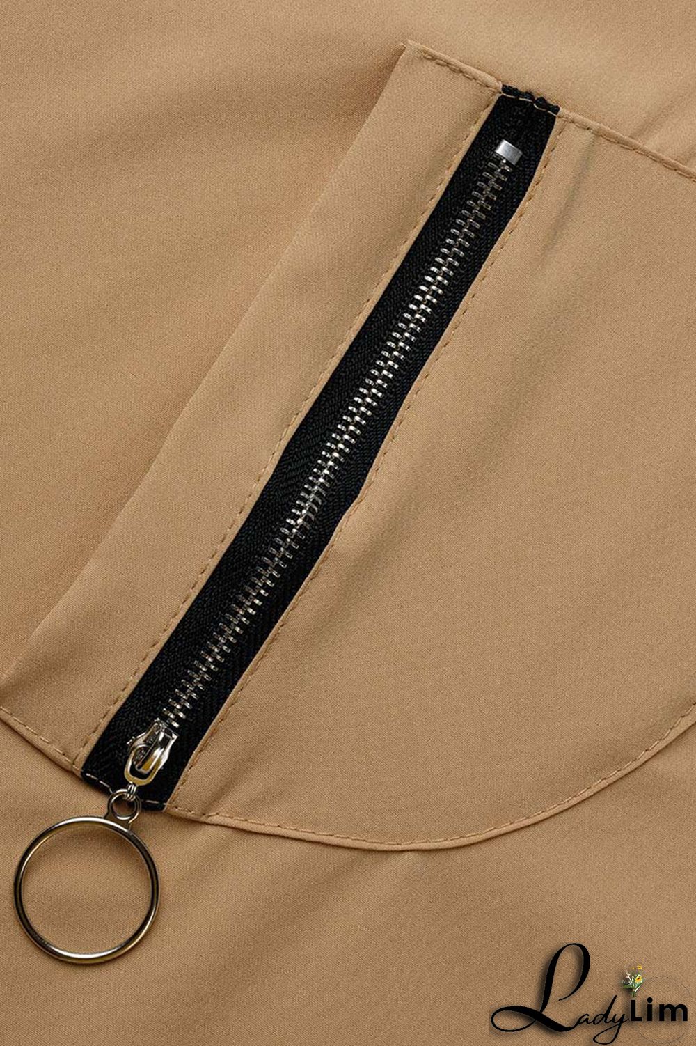 Light Blue Casual Solid Patchwork Zipper Collar Straight Plus Size Dresses