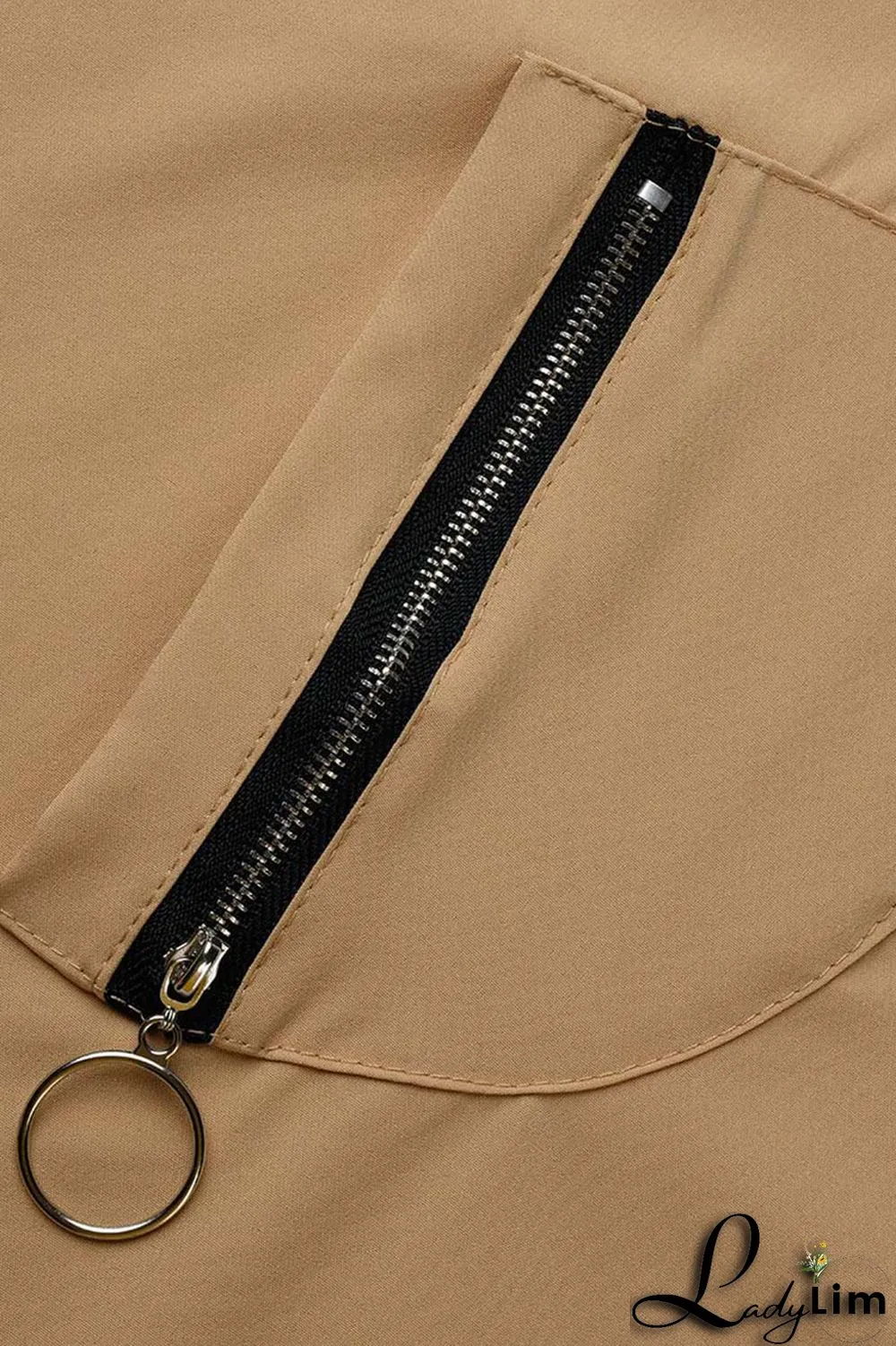 Light Blue Casual Solid Patchwork Zipper Collar Straight Plus Size Dresses