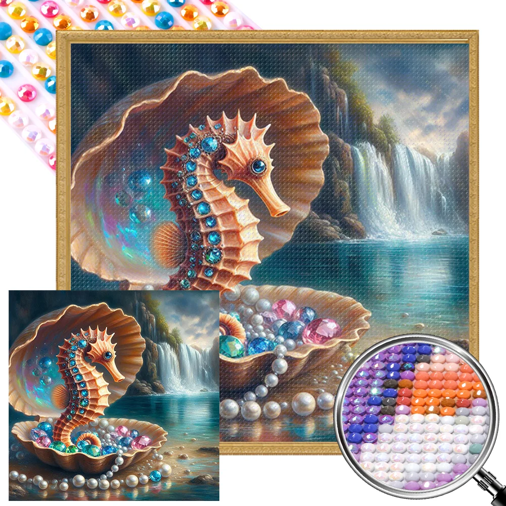 Full Round Partial AB Diamond Painting - Shells Seahorse(Canvas|45*45cm)