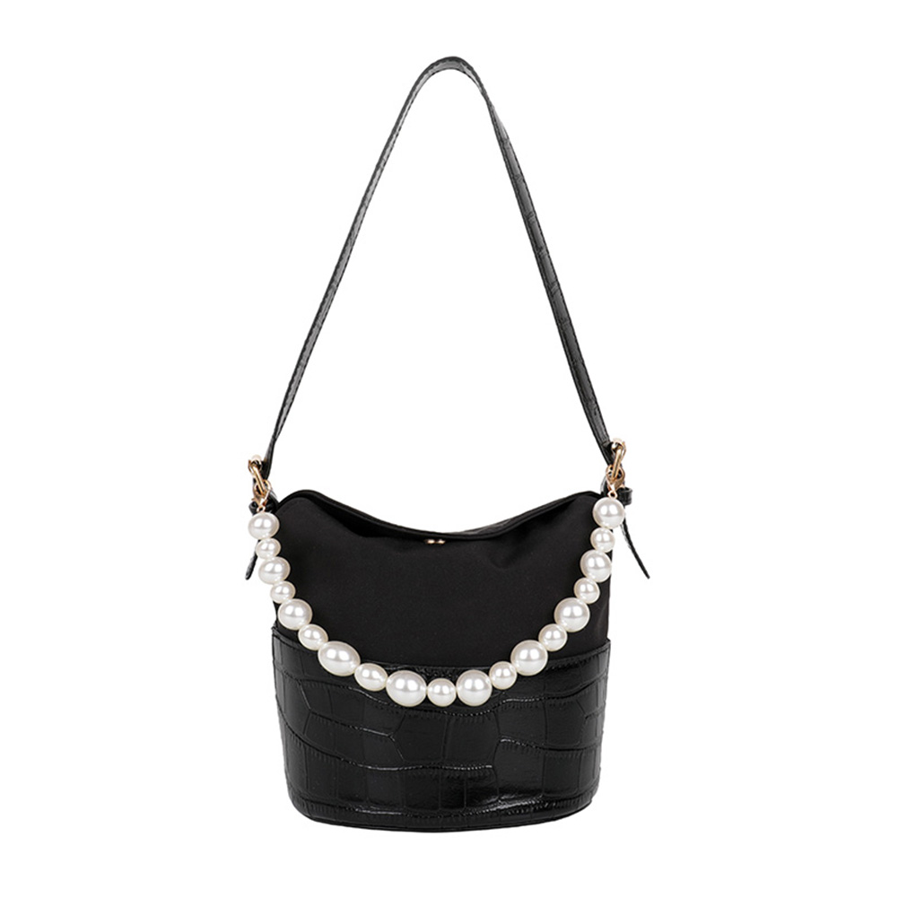 

Elegant Stone PU Shoulder Wristlet Solid Pearl Chain Top-handle Bag, Style 3, 501 Original