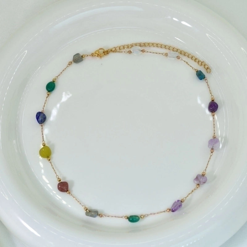 3 Pieces Elegant Geometric Natural Stone Titanium Steel Necklace