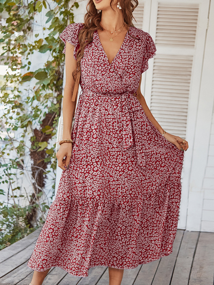 Elegant Spring And Summer Printed Casual Vacation Dress