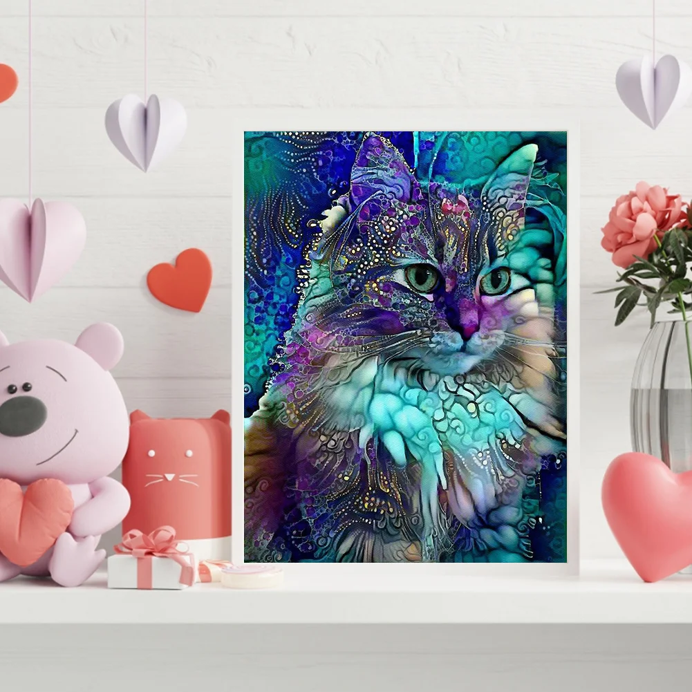 11CT Full Stamped Cross Stitch - Cat(Canvas|40*54cm)