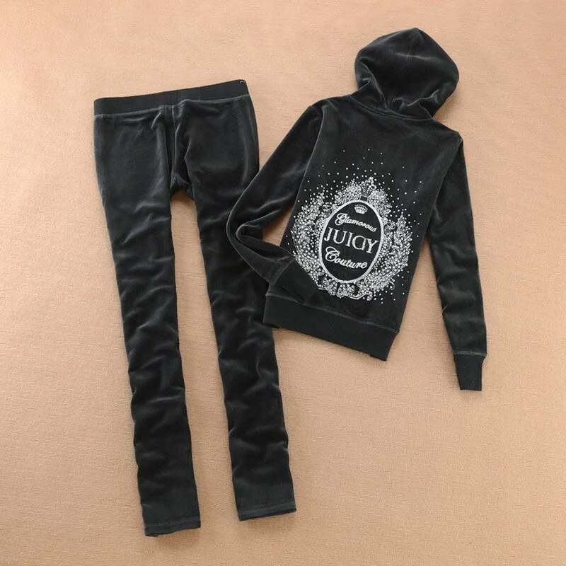 Spring/Fall 2021 Women's Brand Velvet Fabric Tracksuits Velour Suit Women Tracksuit Hoodies And Pants Fat Sister Sportswear