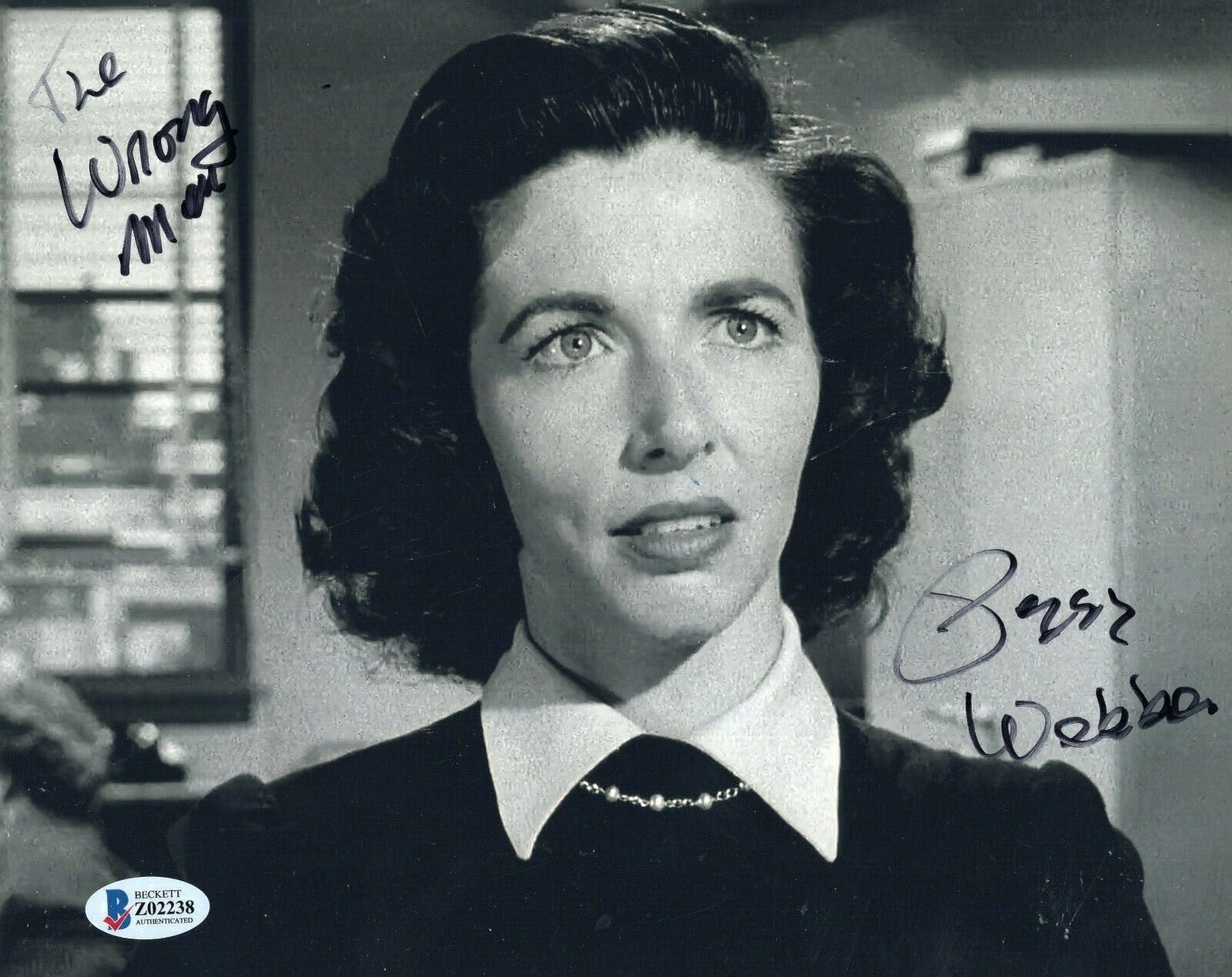 Peggy Webber Signed The Wrong Man Miss Dennerly 8x10 Photo Poster painting w/Beckett COA Z02238