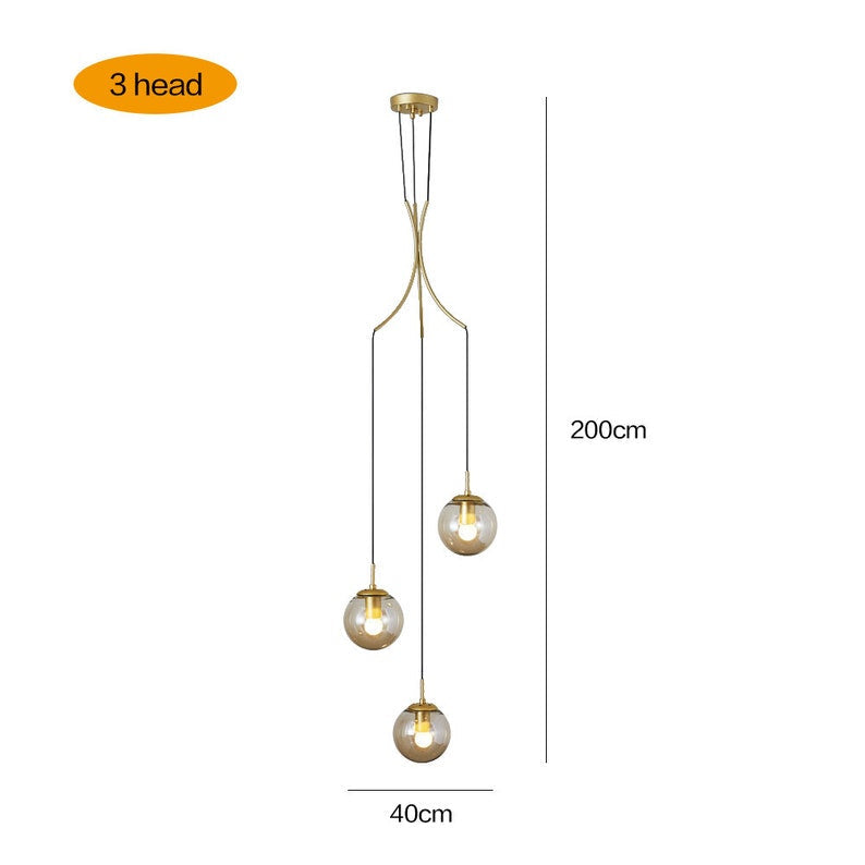 Glass Pendant Light Bubble Spiral Staircase Ball Brass Chandelier